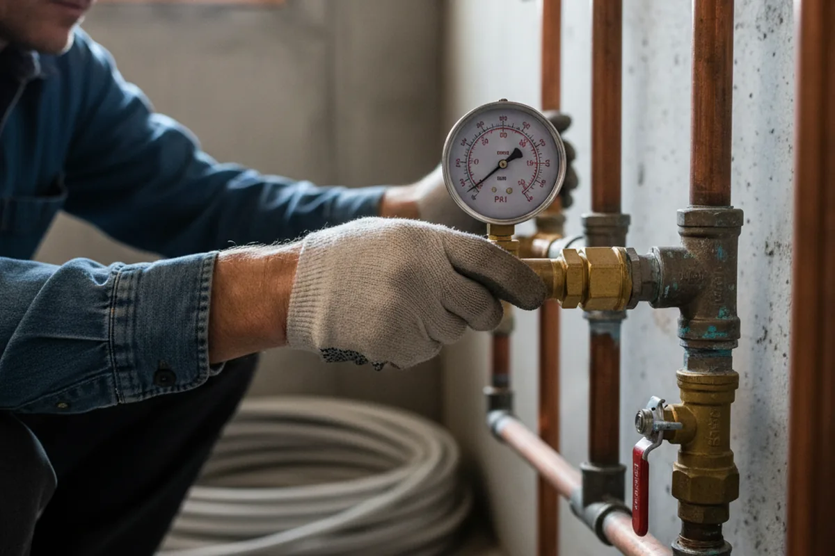 Pressure testing a repaired line during Water Line Repair in Gurley
